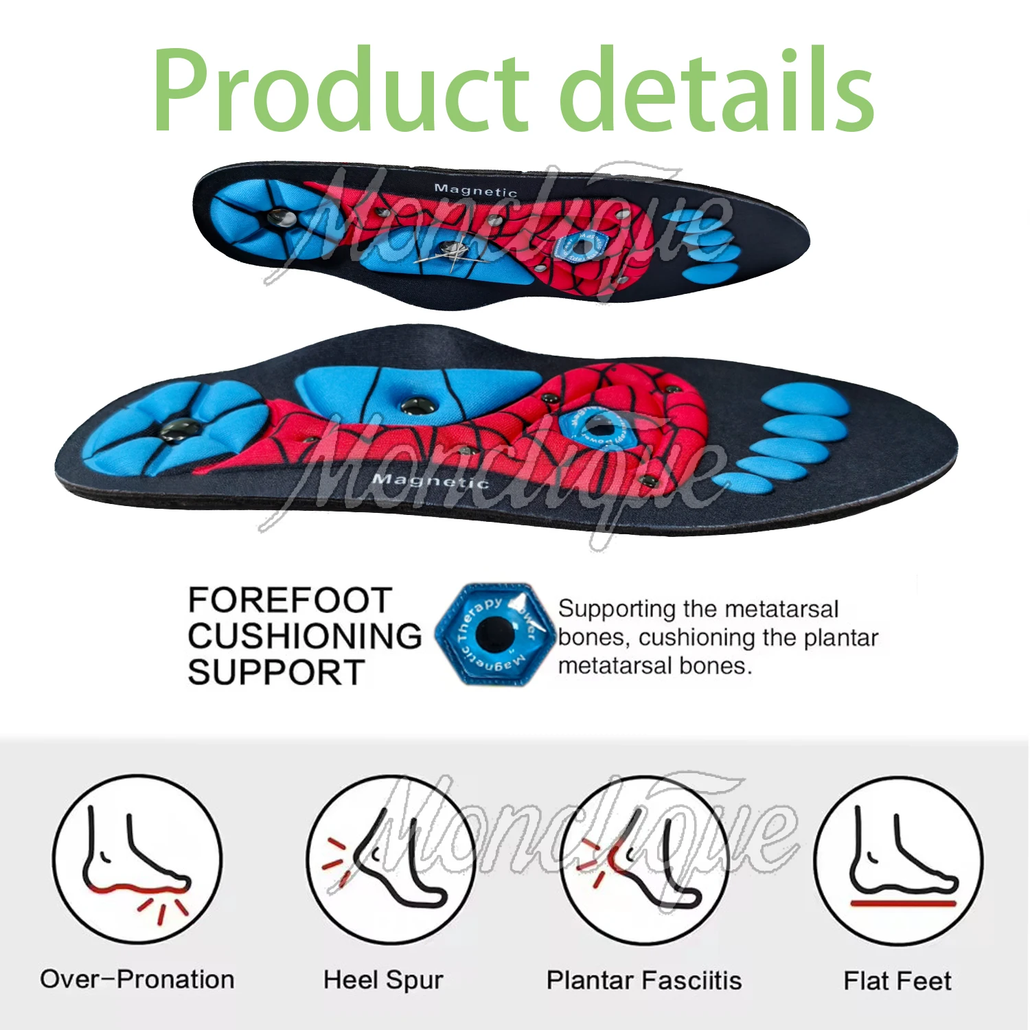 1Pair/2Pair Magnetic Therapy Massage Insoles Men Foot Acupoint Massage Insoles Arch Support Orthopedic insole Comfort Shoe Pads