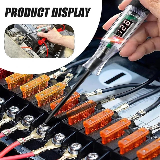 Car Truck Voltage Circuit Tester 5-90V LED Voltage Display Electric Test Pen with Extended Spring Wire for Fuse Checker Tool set 4
