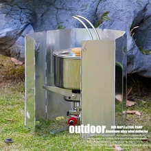 Outdoor Stove Windshield Outdoor Camping Picnic Picnic Stove Windproof Screen Gas Stove Windshield Aluminum Alloy 8 Pieces