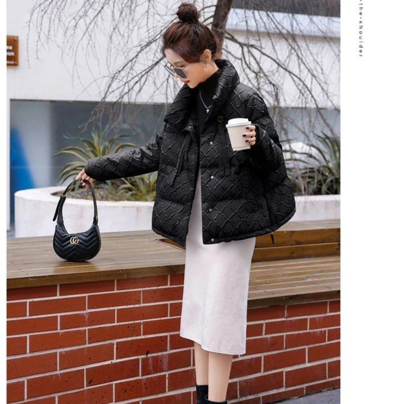 Winter Women Jacket Warm Parkas Korean Puffer Jacket Down Cotton Single-breasted Outerwear Casual Loose Long Sleeve Cotton Coats
