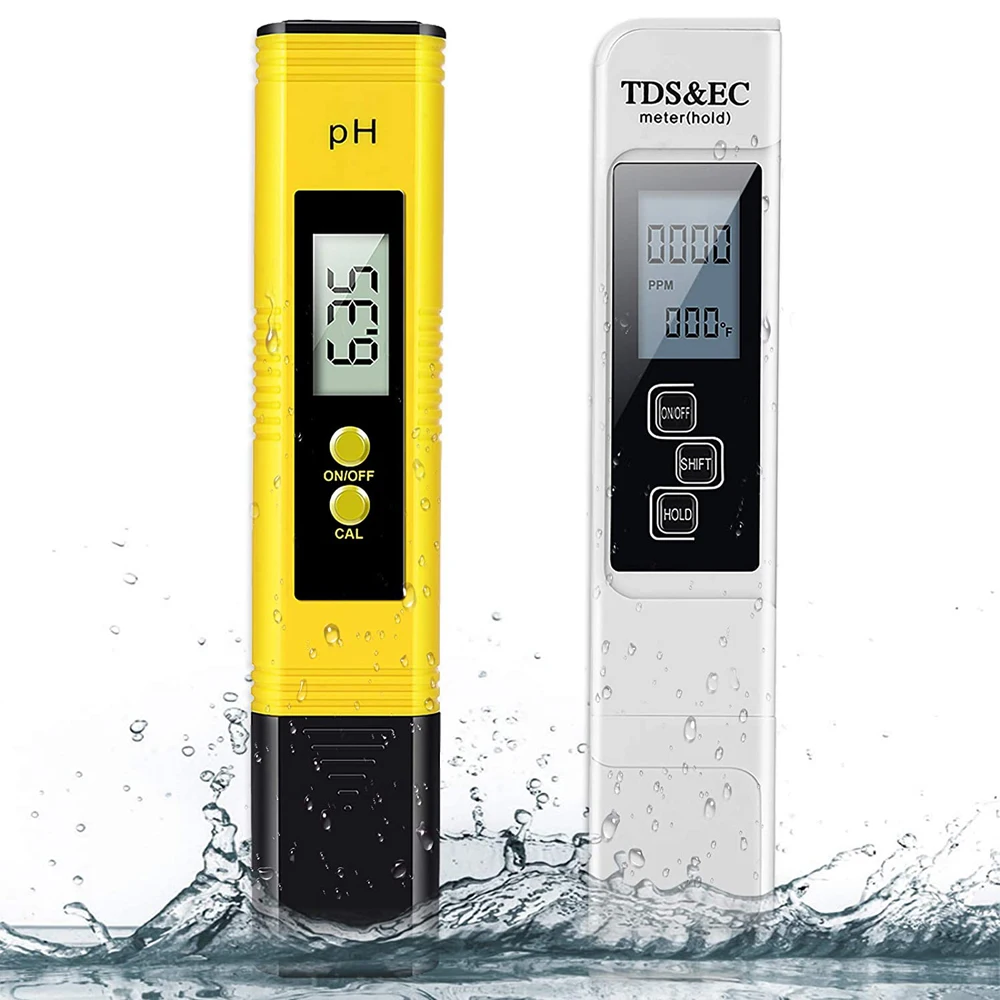 Digital TDS Meter 0-14 PH Meter Tester 0-9990ppm TDS&EC LCD Water Purity PPM Aquarium Filter Water Quality Detector Water Tester PH Meter