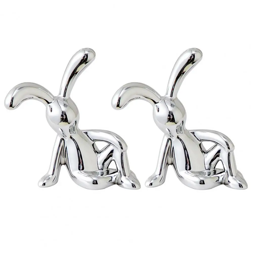 Rabbit Ornament Car Dashboard Bunny Figurine Adorable Long Ear Bunny Figurines Uv Electroplated Sitting Rabbit Models for Car