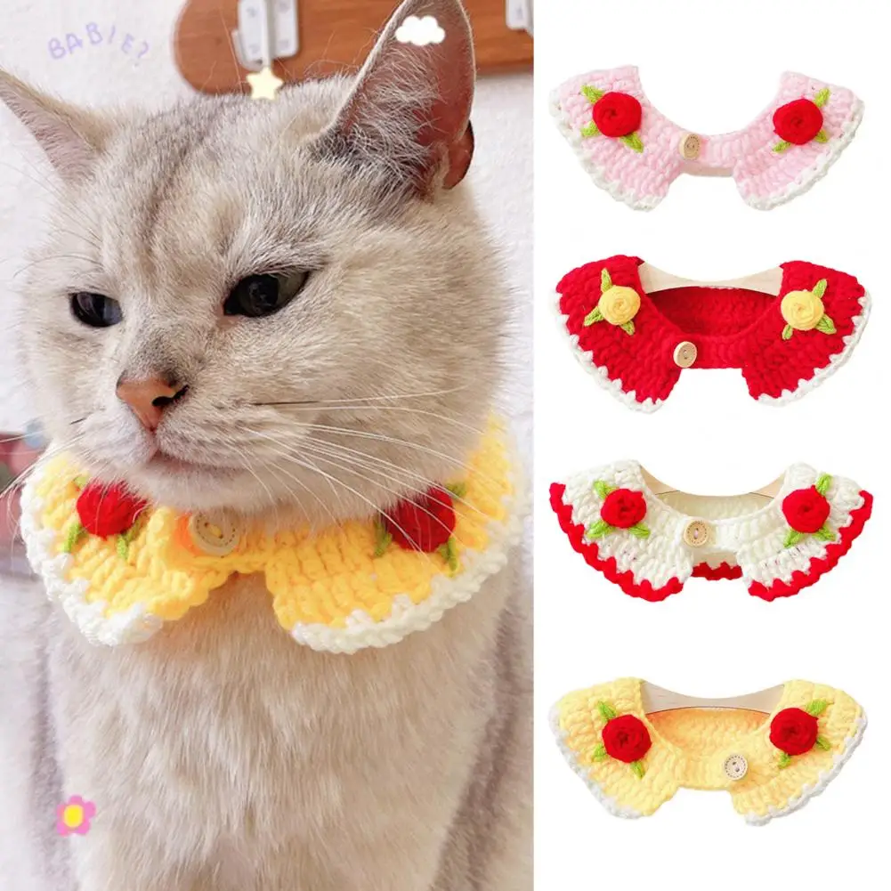 

Pet Collar Stylish Comfortable Cats Dogs Collar Hand-Woven Flower Decoration Dog Cat Bib Scarf Pet Supply Pet Dog And Cat Wool