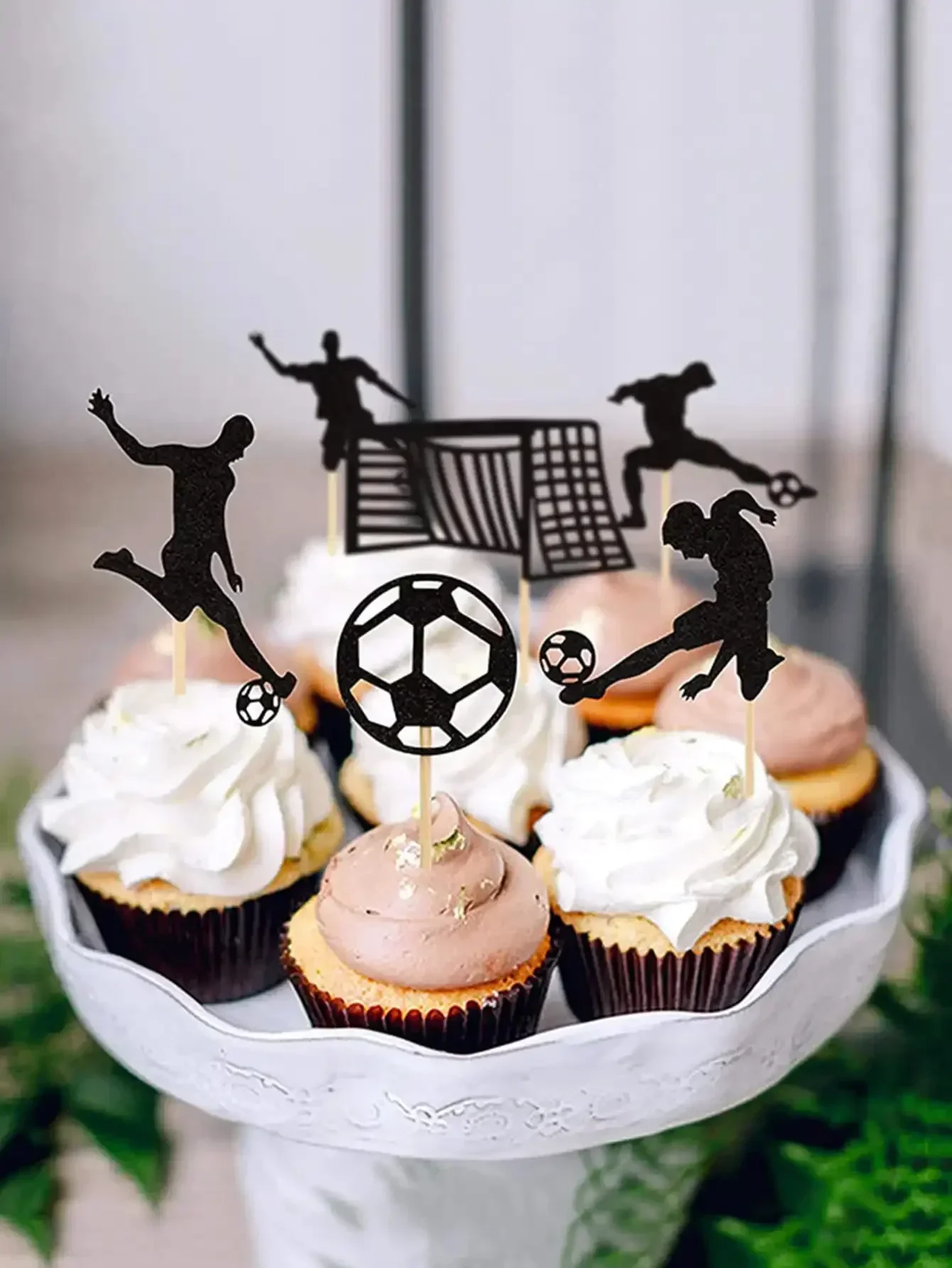 Basketball Football Theme Party Cupcake Topper Happy Birthday Cake Topper