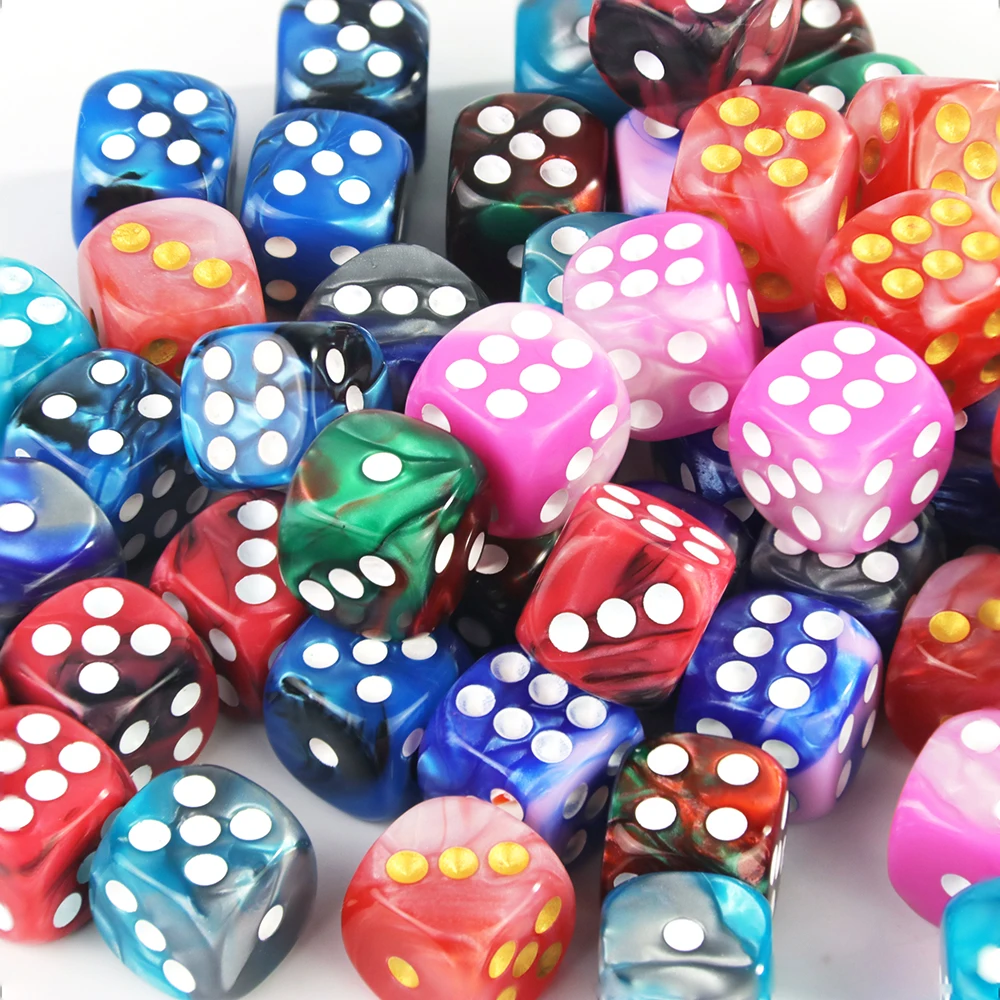 Game Dice 12mm D6 Acrylic Dices Mini 6-sided Two Color Cube Round Corner for Club Party DND RPG Board Game Bar Table Accessories
