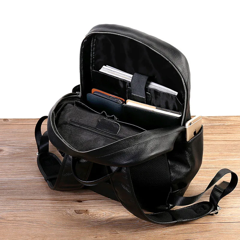 YIFANGZH Genuine Leather Backpack School Laptop Travel Camping Computer Shoulder Bag Gym Sports Backpacks for Men