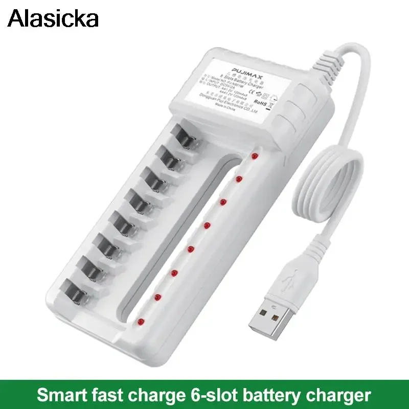 Caricabatteria intelligente 4 6 8 slot cavo ue per batterie ricaricabili AA/AAA Ni-Cd per fotocamera microfono telecomandata - immagine 2