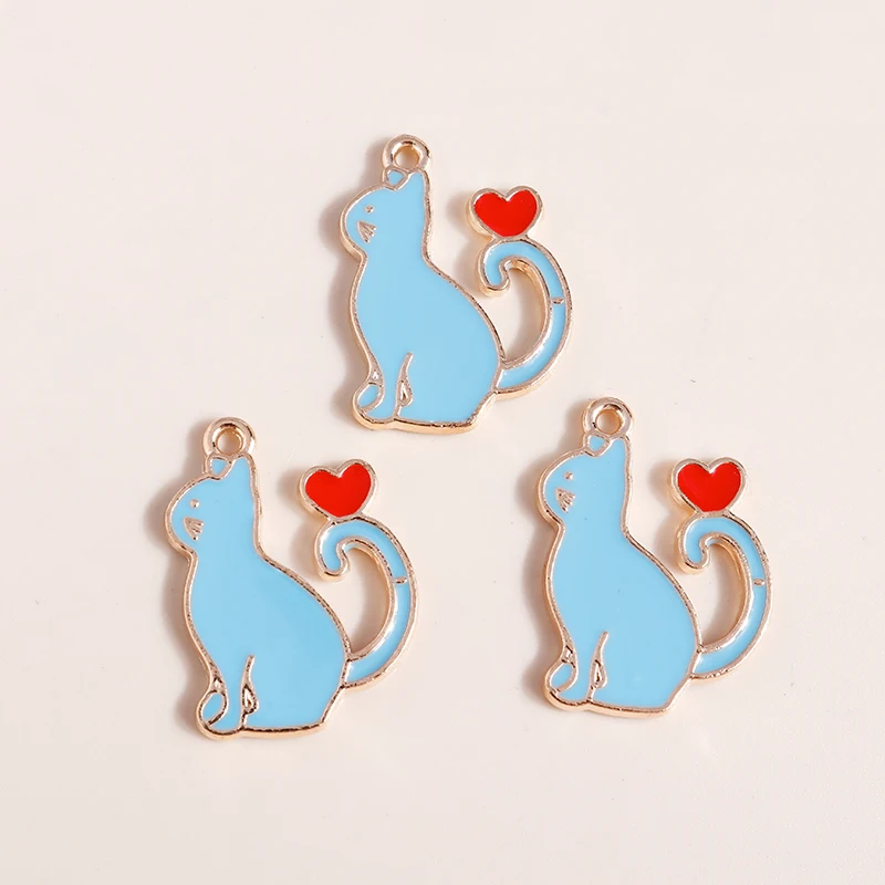 10 stücke Nette Mix Emaille Katze Charms DIY Schmuck Machen Tier Charms Anhänger für Halskette Ohrringe Zubehör – Detail 37