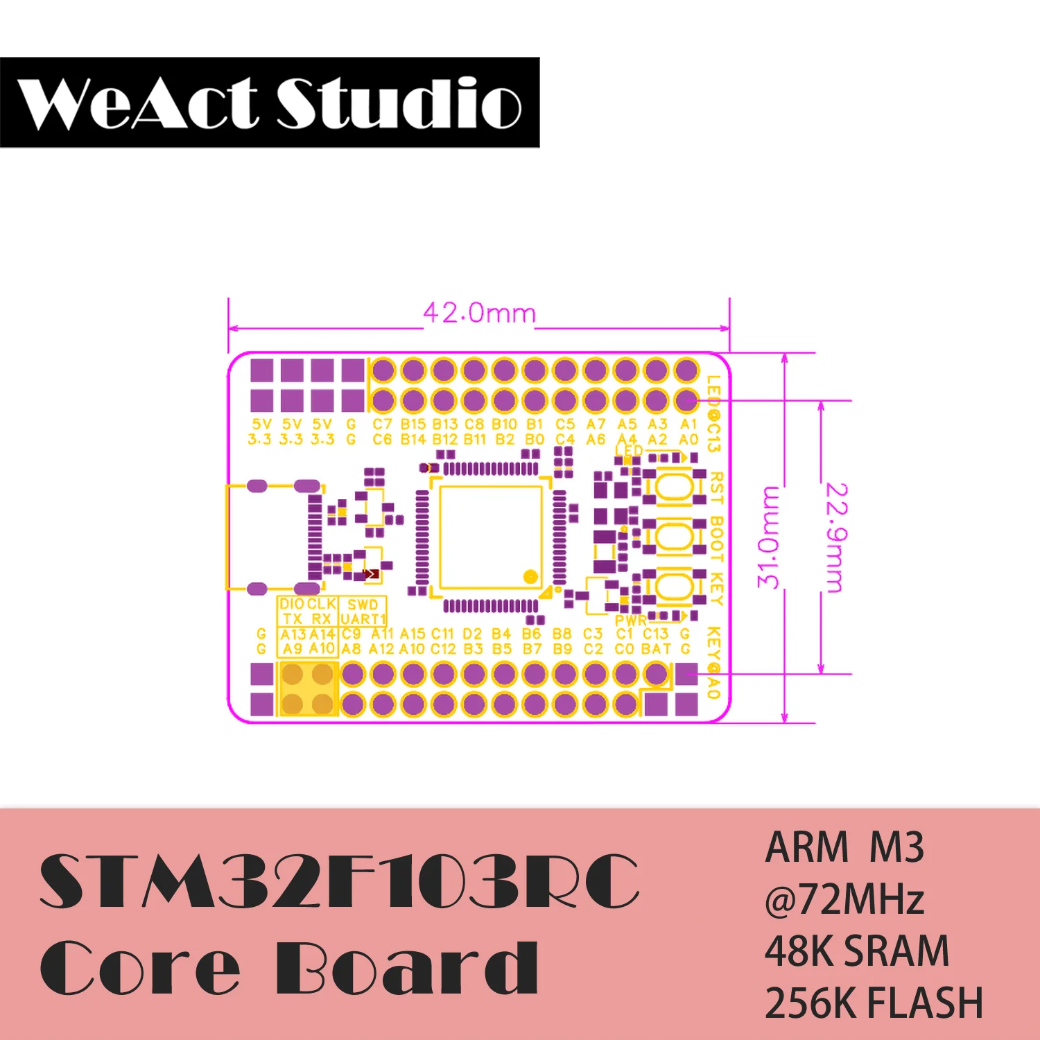 Placa Pequena do Desenvolvimento do Sistema Placa Pequena do Sistema Stm32f103rct6 Braço Stm32 F103rct6 Stm32f103 Stm32f1 - Imagem 4
