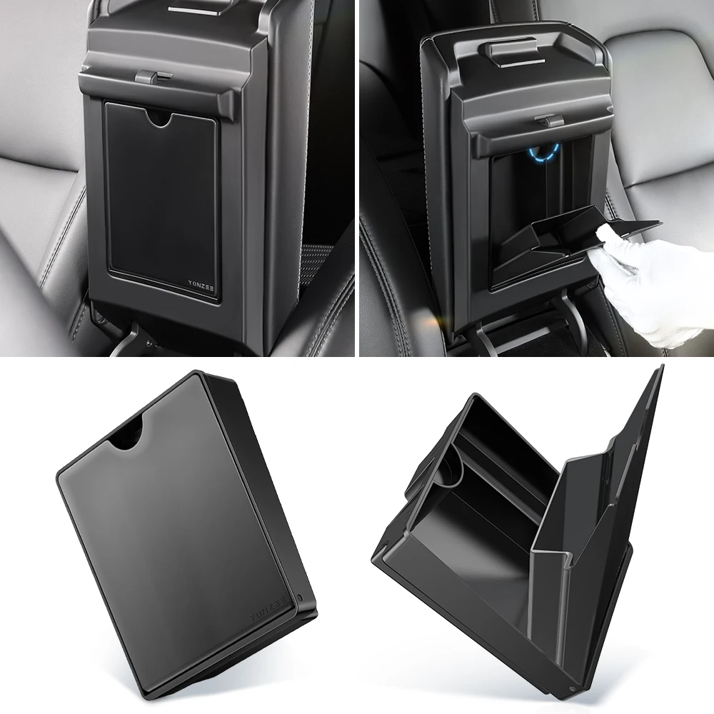 For Tesla Model 3 Model Y 2022 2023 Center Console Armrest Magnetic Hidden Storage Box Organizer Box Car Accessories 2022 new tesla carbon fibre abs accessories for tesla model 3 y 2021 2022 car center console dashboard cover door trim strip