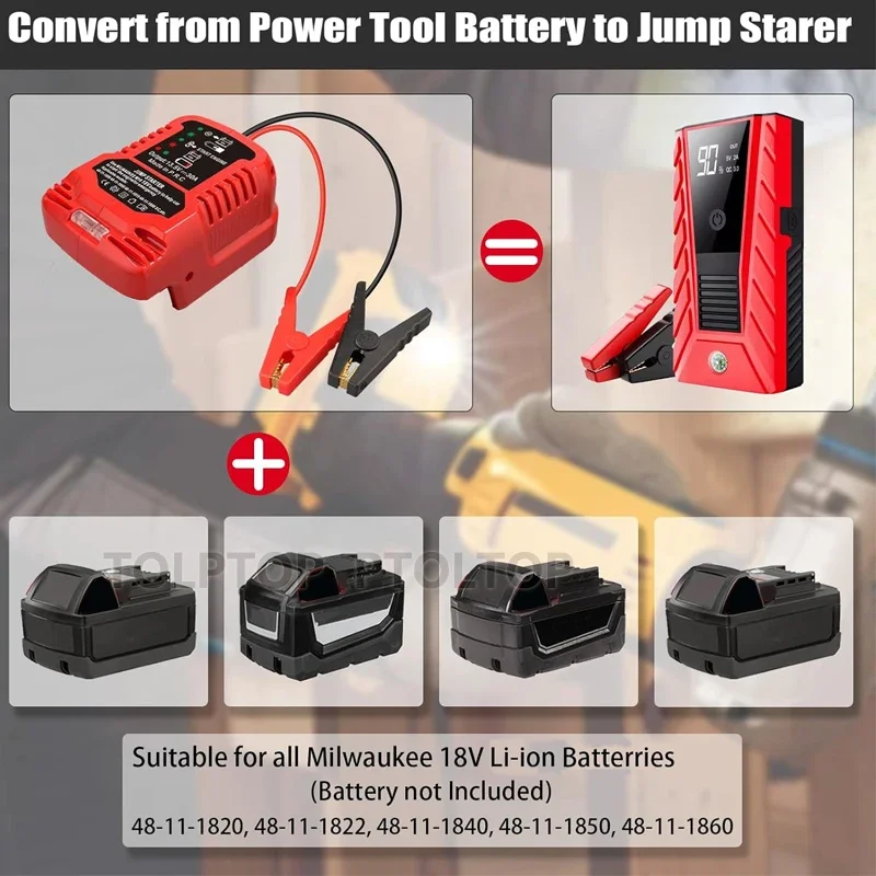 Heavy-Duty 18V Li-ion Battery Car Igniter & Jump Starter Cable