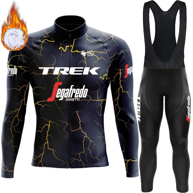 Cycling Top Winter Thermal Fleece Cycling Clothing Road Bike Uniform Man Bicycle Equipment TREK Jersey Men Clothes Men's Jacket Mtb Bib, cycling top