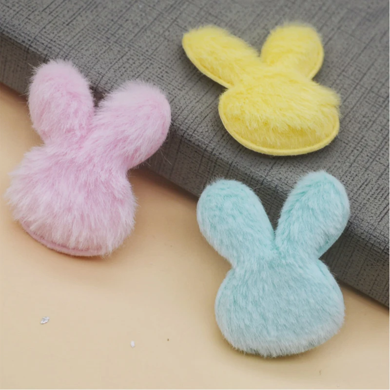 48 Stücke 3,8*4,5 CM Plüsch Filz Kaninchen Kopf Handgemachte Haarspange Zubehör Und Tuch Dekorative Zubehör – Detail 9