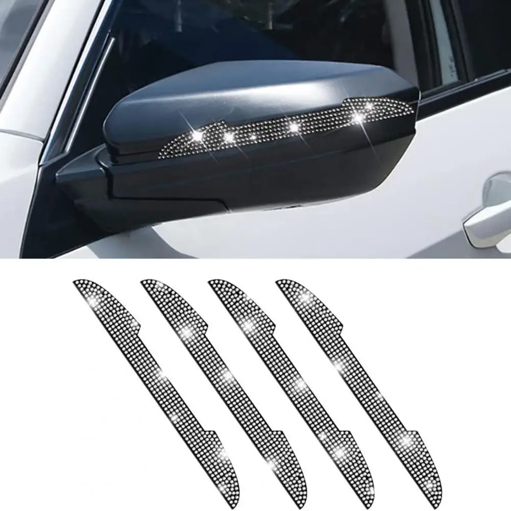 

8Pcs Bling Car Rear View Mirror Anti-Scratch Stickers Protector Rhinestone Auto Door Handle Edge Guards Strip Decal Car Decor