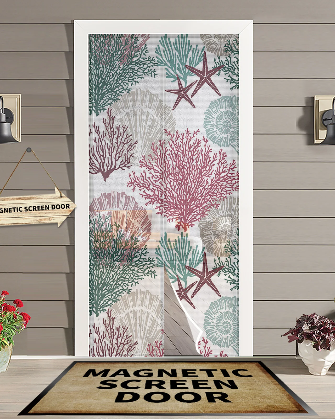 

Ocean Coral Shell Starfish Magnetic Door Curtain Summer Living Room Bedroom Home Anti-mosquito Screen Door Curtain