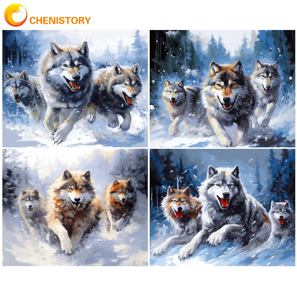 

CHENISTORY Acrylic Painting By Numbers Kits Picture By Numbers Animal Wolf Paint Scenery Paint For Painting Home Decor Wall