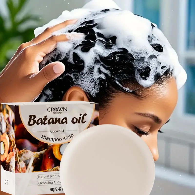 2-in-1 Natural Anti-Hair Loss Shampoo Bar with Batana and Rosemary Controls Oil Strengthens Roots Long-Lasting Coconut Oil Soap for plant shampoo