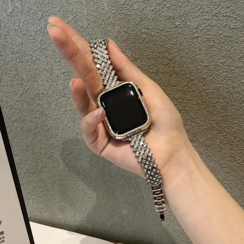 Metal Diamond Strap for Apple Watch Ultra 8 7 49mm 45mm 41mm 6 5 4 SE 44mm 40mm Luxury Ladies Wristband iWatch 3 42mm 38mm Band