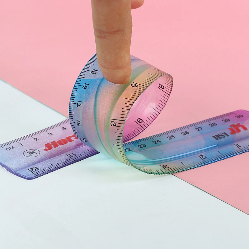 1Pcs 투명 다채로운 학생 유연한 눈금자, 인치 및 미터법, 30 Cm/12 인치,..