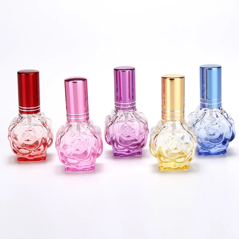 Разноцветная стеклянная бутылка для духов в форме цветка, 10 мл