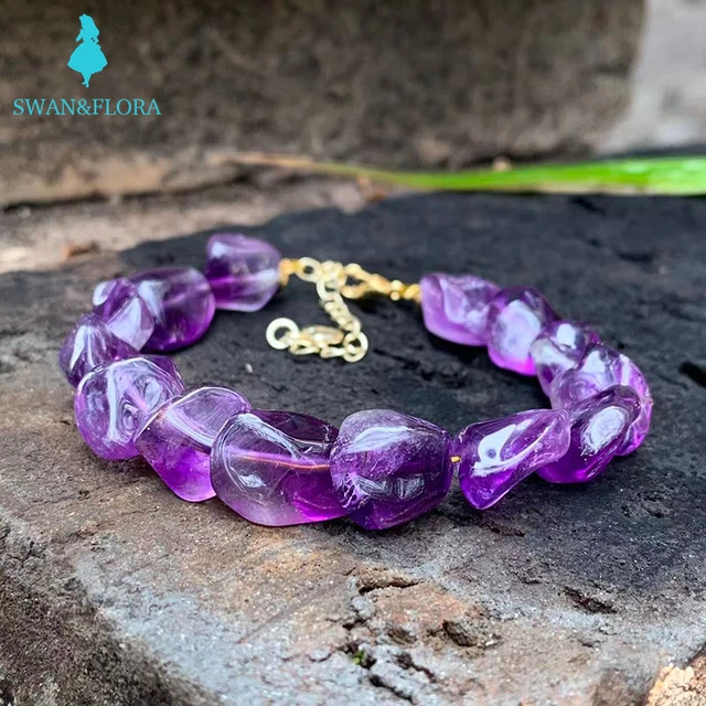 Buy GEMSMANTRA Natural Amethyst Bracelet for Men and Women | Lab Certified  8 mm Round Cut Beads | Unisex Healing Stone Bracelet for Courage and Calm  at Amazon.in