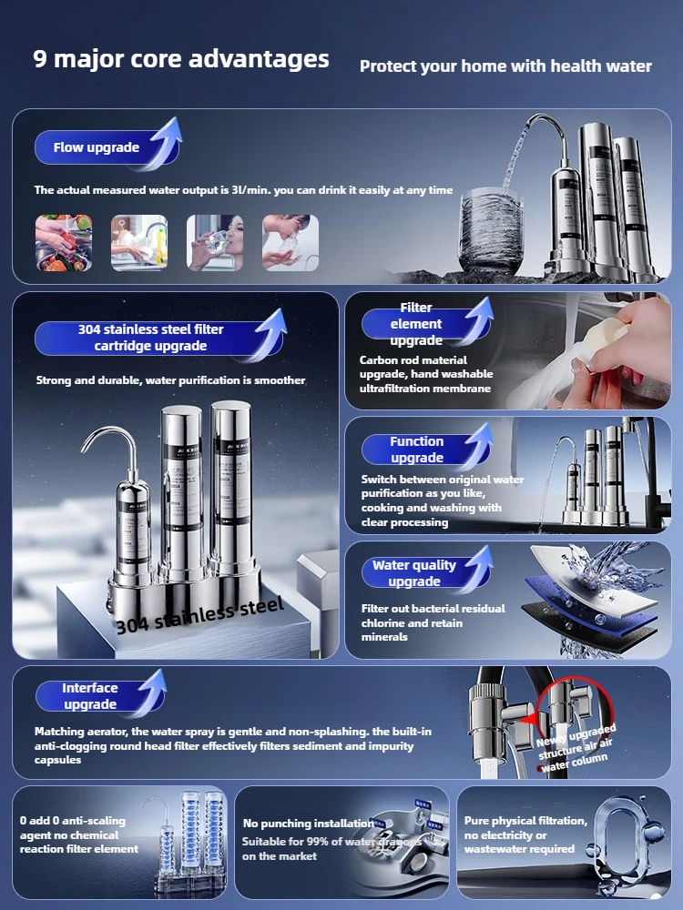 Drinking machine Household stainless steel ultra-filtration direct drinking kitchen faucet filter Front water dispenser