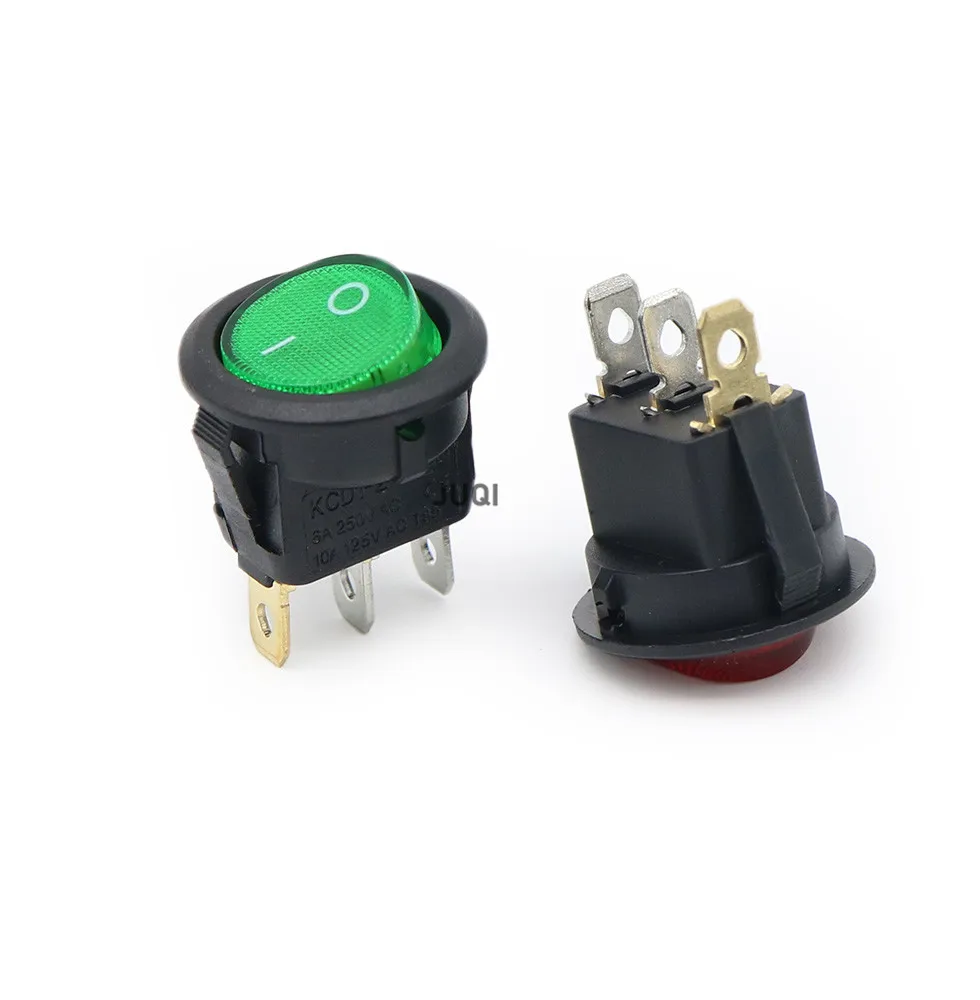 12V/220V Led Switch 4Pcs 16A 3pin Round Rocker KCD1