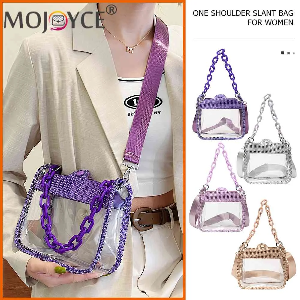 Clear Cross Body Stadium Approved Bag Women Chain Shoulder Saddle Handbag