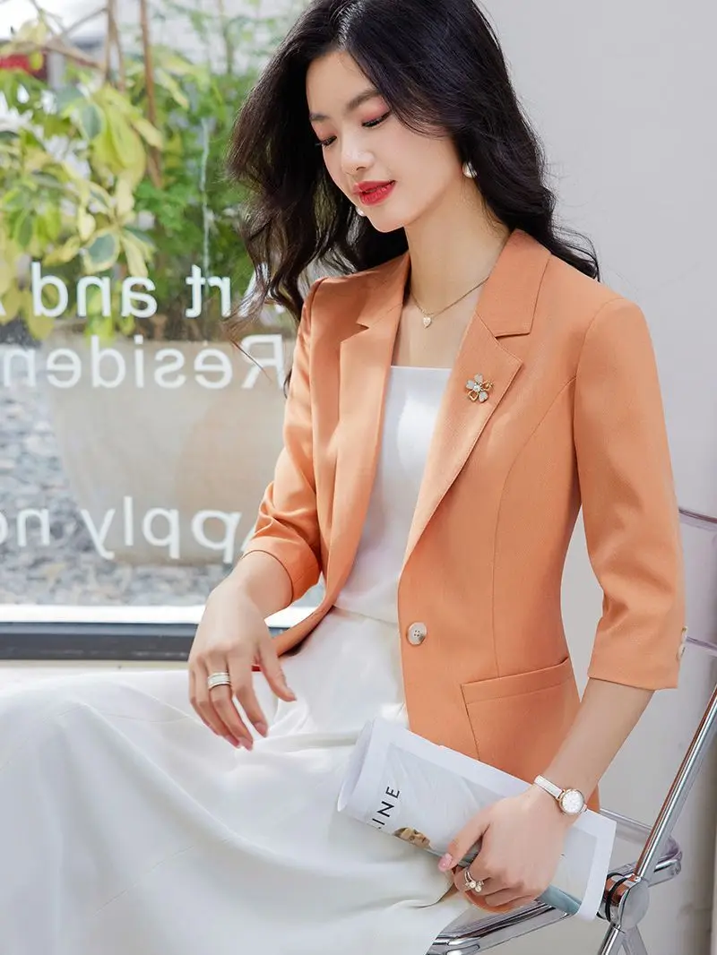 Women's One-piece Suit Black White Blazer Women's Long-sleeved office Blazer Women's One-button Slim-fit Sexy Suit Jacket Summer