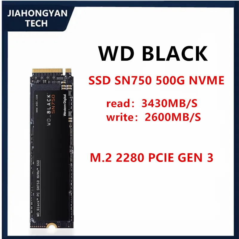 Original novo para wd ssd sn750 1t/2t/500g disco preto m.2 2280 pcie3.0 nvme unidade de estado sólido