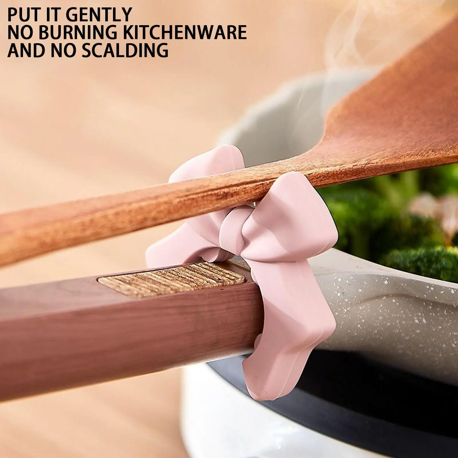 Bow Silicone Spatula Rack Silicone Utensil Holder Heat-Resistant Space-Saving Bowknot Ladle Rest for Pot Non-Slip Kitchen Gadget