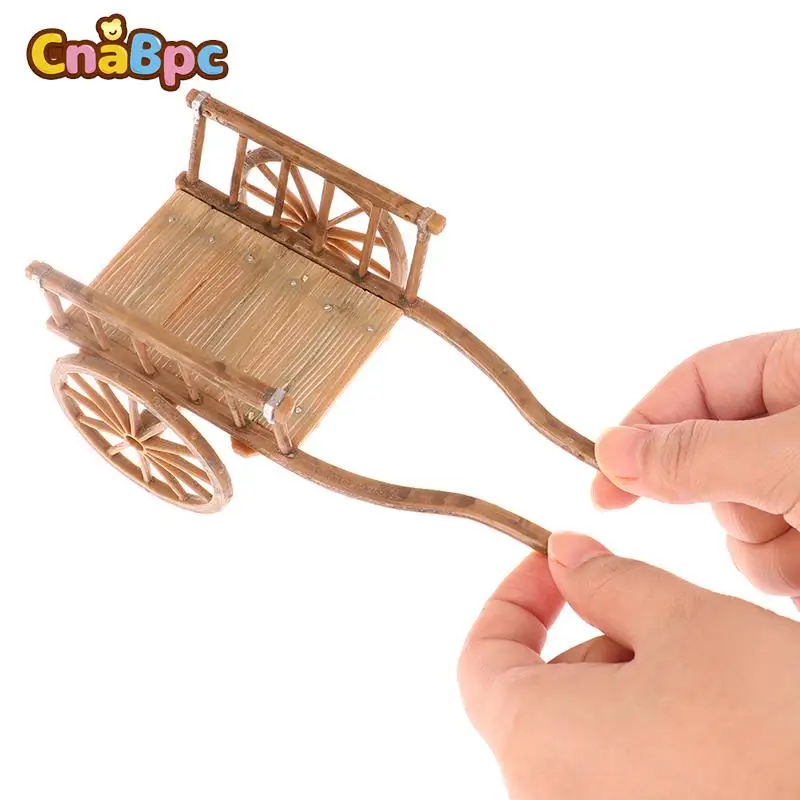 1Set Dollhouse Miniature Vintage Simulation Farm Tools Assembled Cart Agricultural Vehicle Model Dolls Garden Farming Tools Toys