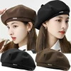 Korean Classic Premium Feel Black Berets Spring Autumn Thin Solid Color INS Trendy Versatile Painter Hat Simple Caps for Women 1