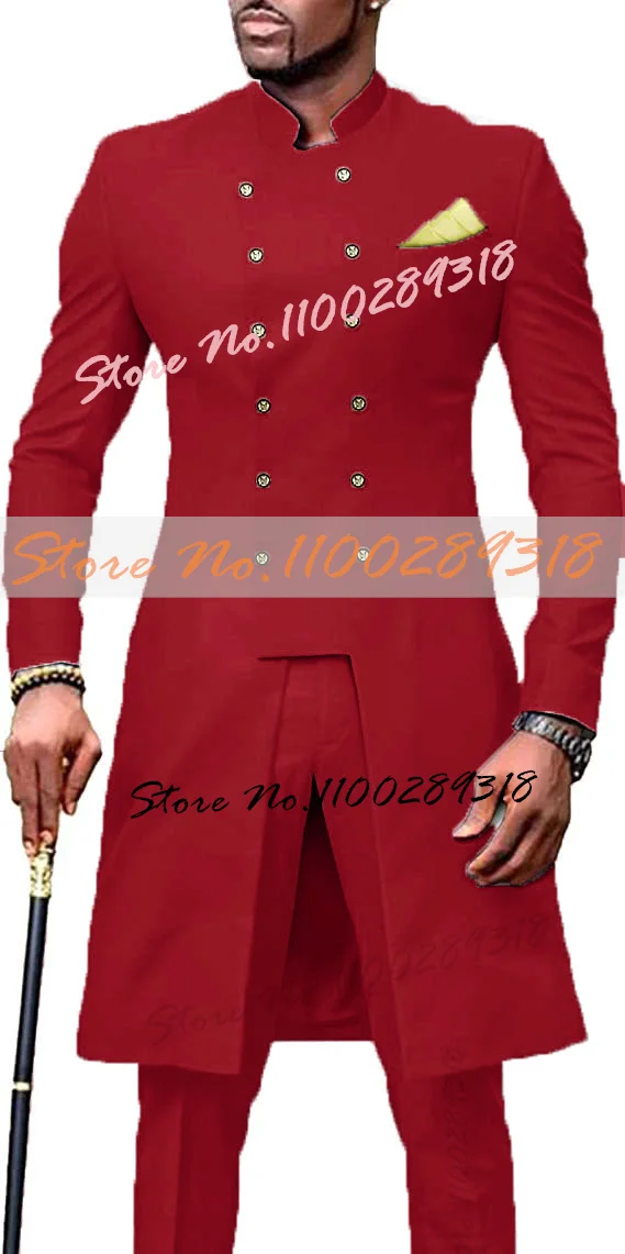 African Design Royal Blue Slim Fit Men Suits For Wedding Groom Tuxedos Bridegroom Suits Best Man Prom Party 2PCS(Blazer+Pants)