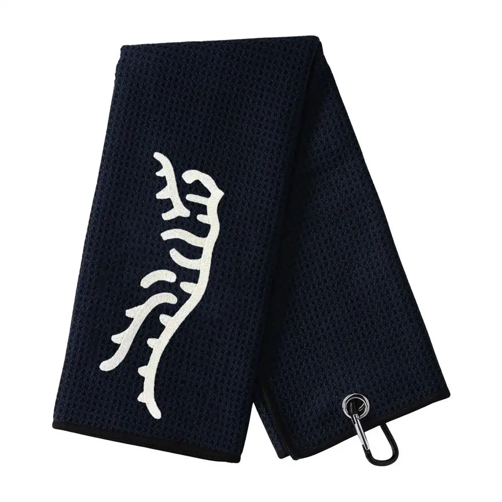 Description Picture 3 of itemblack funny Tiger Embroidered Golf Towel, Microfiber, Polyester and Nylon, Hand Wash Only, Blue, Waffle Texture, Soft Material