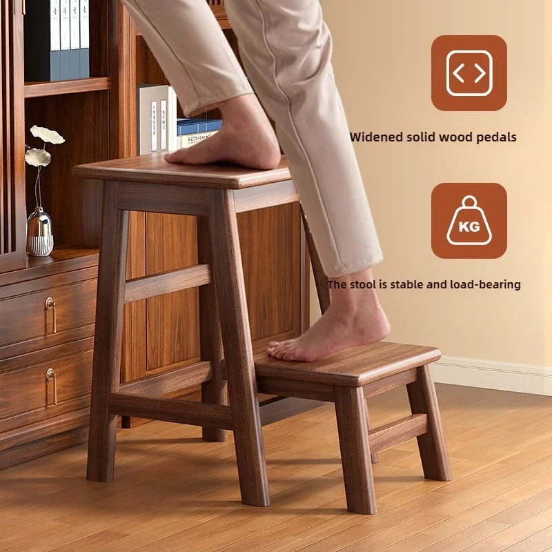 Solid Wood Folding Ladder Stool Household Dual-use Bar Stair Chair Multi-functional Indoor Flower Rack Step Stool Furniture folding ladder chair folding step stool