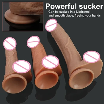Big Dildo Erotic Soft Double-layer Silicone Long Dildos Realistic Penis Suction Cup Dick for Anal Orgasm Adult Sex Toy for Woman 5
