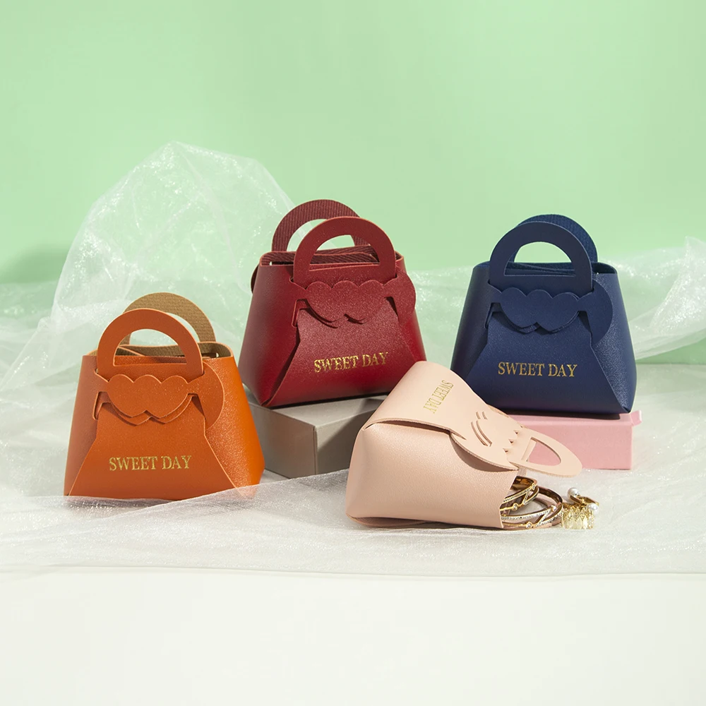

1pcs Leather Favour Bag With SWEET DAY Bronzing For Wedding Party Easter Decoration Baby Shower Ramadan Eid Mubarak Candy Box