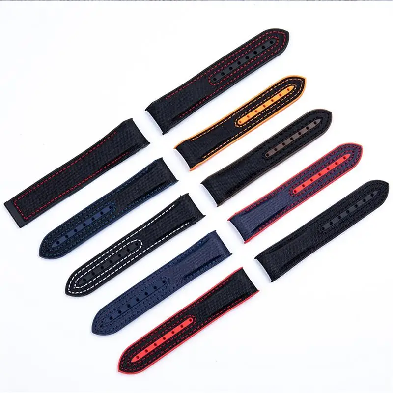 SCHIK 20mm 22mm Nylon Rubber Watchband For Omega Strap SEAMASTER PLANET OCEAN Deployant Clasp Watch Band Accessories Bracelet
