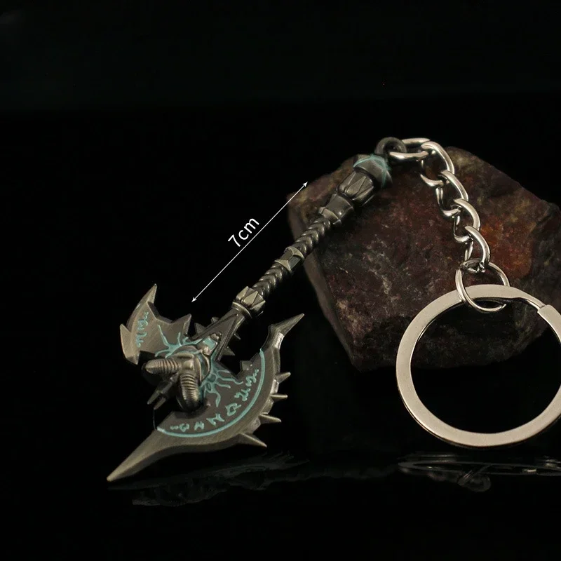 New 7cm World of Warcraft Weapon Keychain Shadowmourne Axe Azeroth Game Peripheral Metal Model Keychain Ornament Craft Gift Toys 3
