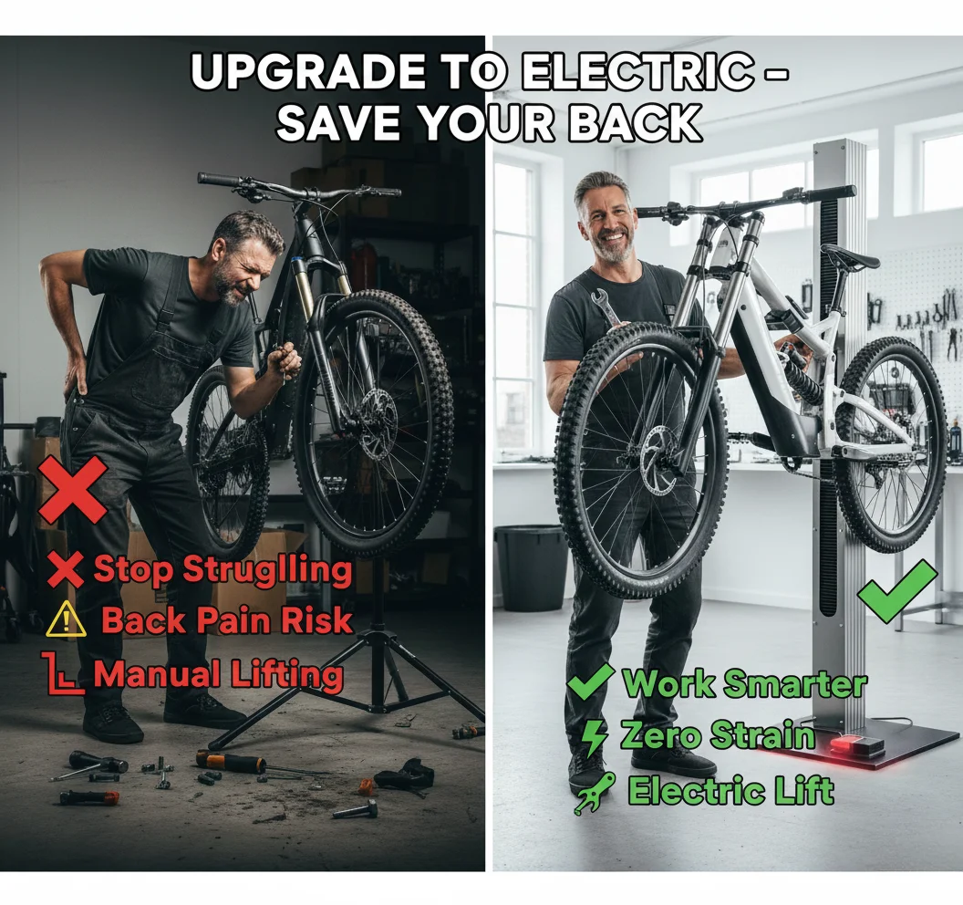 전문 전기 수리 스탠드, 고하중 80kg 용량 알루미늄 합금 자전거 수리 스탠드, 정비소용 리프트