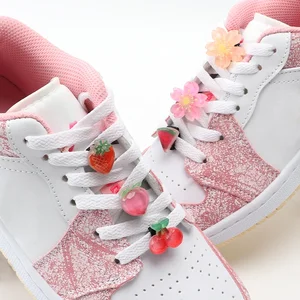 1 Pcs Cute Flowers Fruit Shoe Laces Decorations Buckle Charms Shoelaces for Sneaker Luxury Shoes Accessories for AF1 Women Man