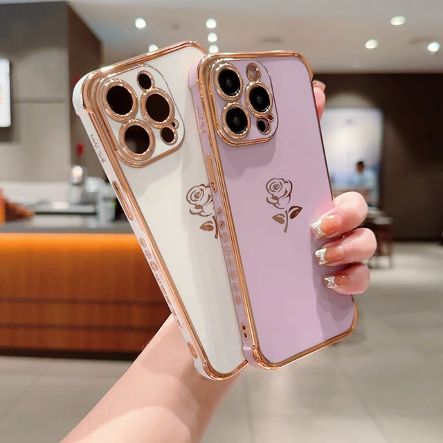 Funda de silicona para teléfono móvil, carcasa suave de lujo con flores rosas para iPhone 11, 12, 13, 14, 15 Pro Max, X, Xs Max, XR, 7, 8 Plus, Mini SE 2020 - Image 3