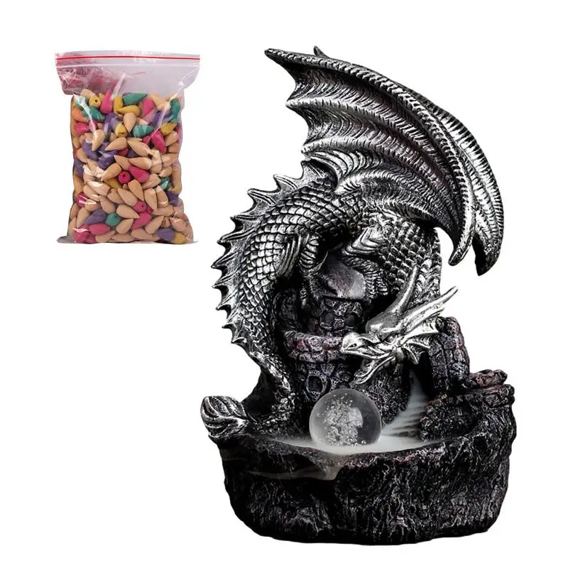 

Dragon Incense Waterfall Gold Glow Large Dragon Incense Waterfall With LED Lamp Beads Exquisite Waterfall Incense Burner For