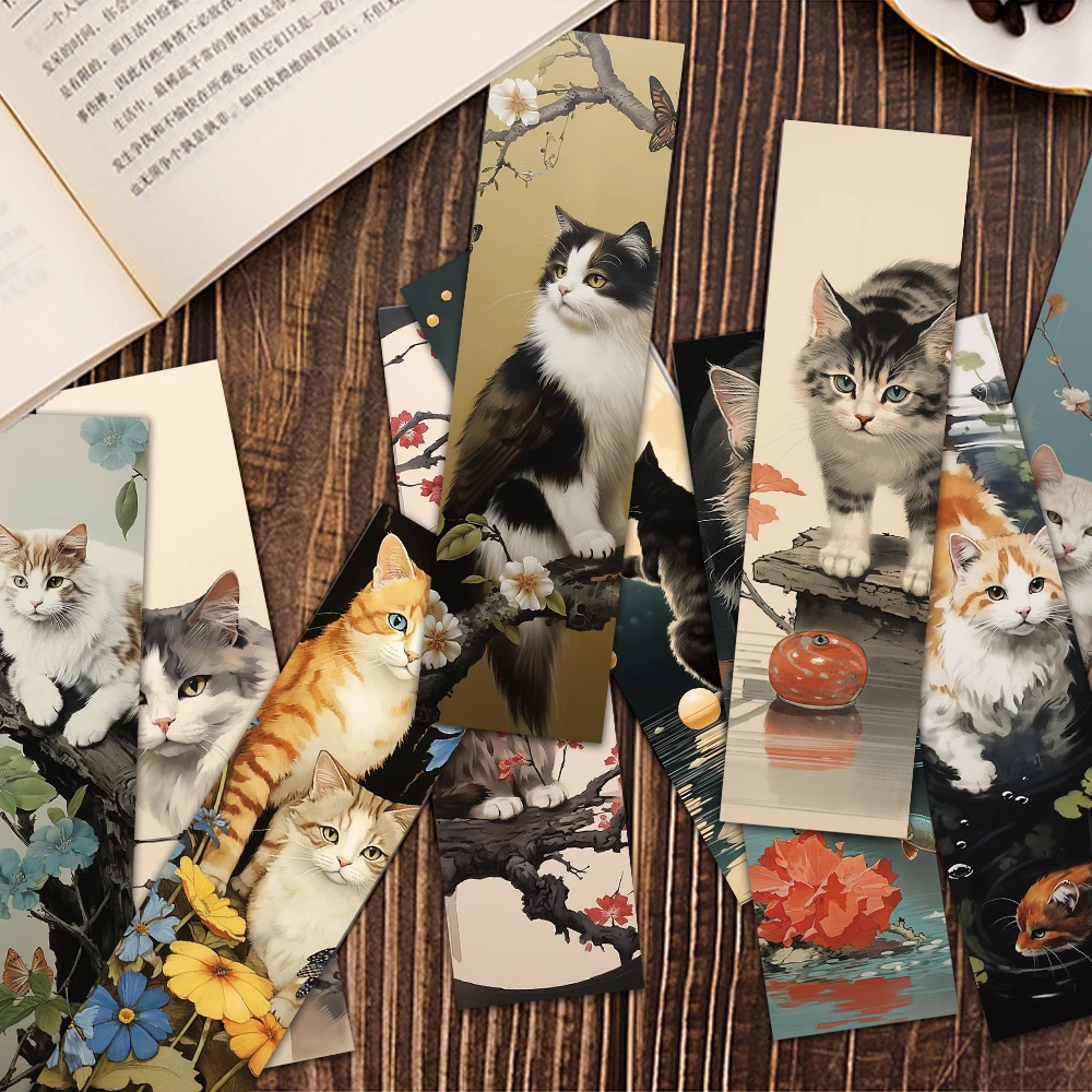 Japanese Cat Bookmark Cartoon Cute Animal Decoration Reading Page Mark Book Mark Page Holder Student Supplies Message Card 30pcs animal bookmark bookmarks stationery supplies