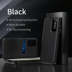 Premium Smart Leather Flip Case with Touch Window View and Free - Flip Answer Functionality - Galaxy A37 (Black)