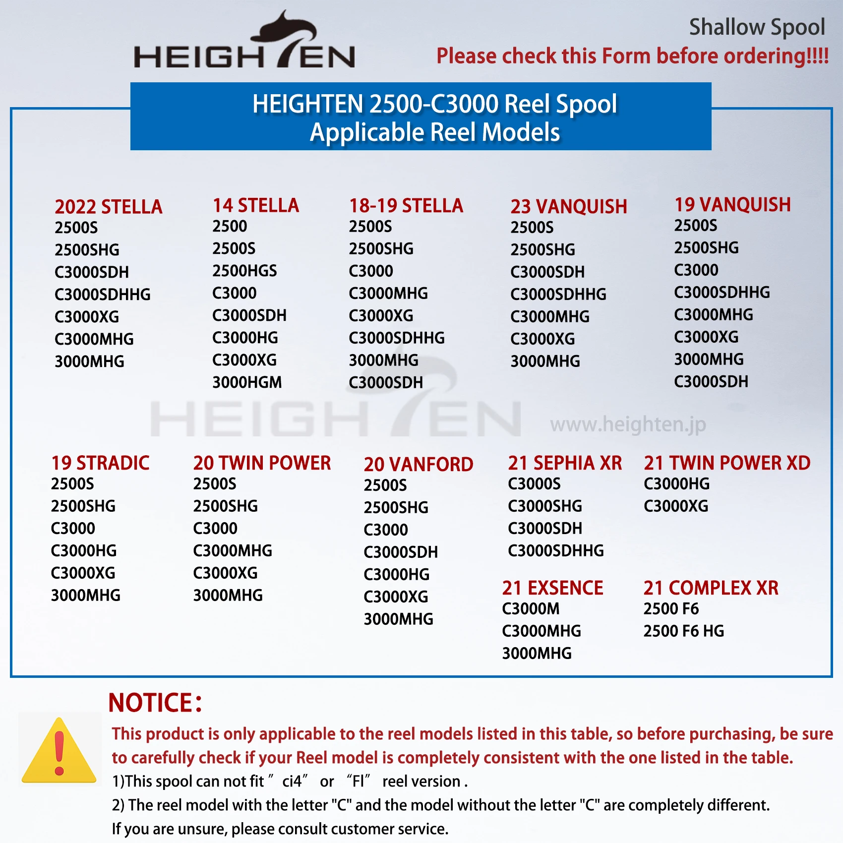 HEIGHTEN Запасная мелководье катушка для 18/19 STELLA / 20 TWIN POWER/19 vanquish/19 stradic/20 VANFORD 2500-3000 Series