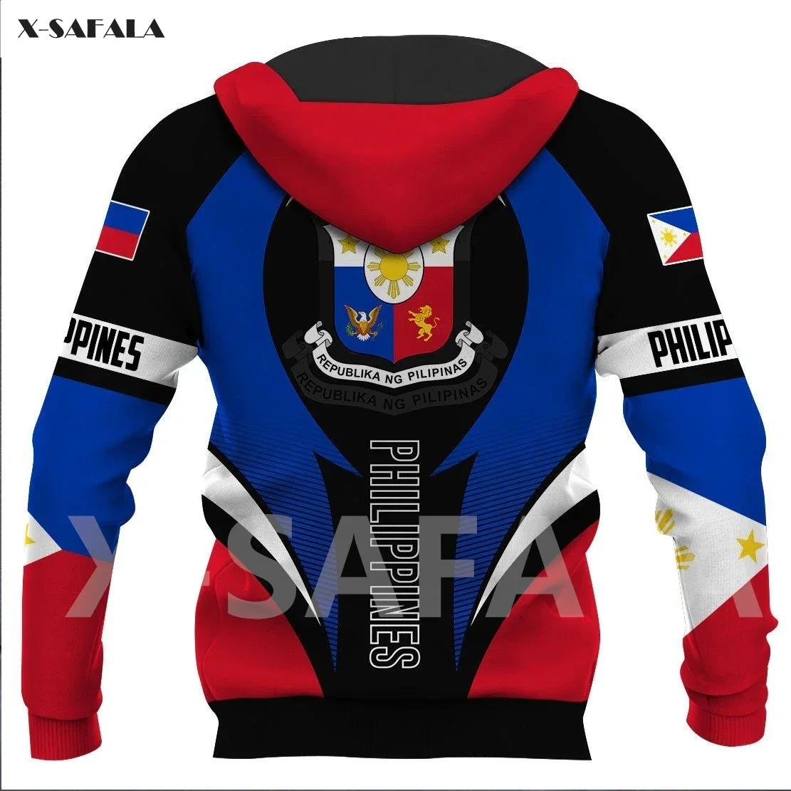 Philippines National Emblem Skull Country Map Flag 3D All Printed Hoodie Man Women Harajuku Zipper Pullover Sweatshirt Jacket 2