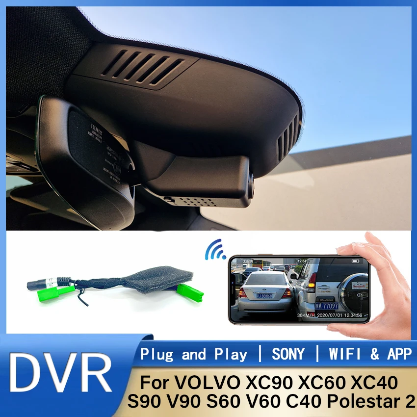 Dvr Per Auto Per Volvo Xc90 Xc60 Xc40 S90 V90 S60 V60 C40 Plug And Play Dash Cam Per Polestar 2,Fhd 1080P Dash Camera, Accessori Per Auto