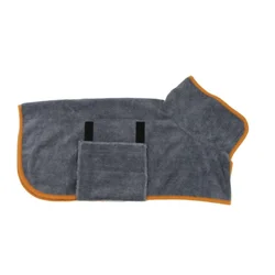 Plush Fast - Drying Dog Bathrobe - Soft, Adjustable, and Absorbent Towel Coat - M (Gray)